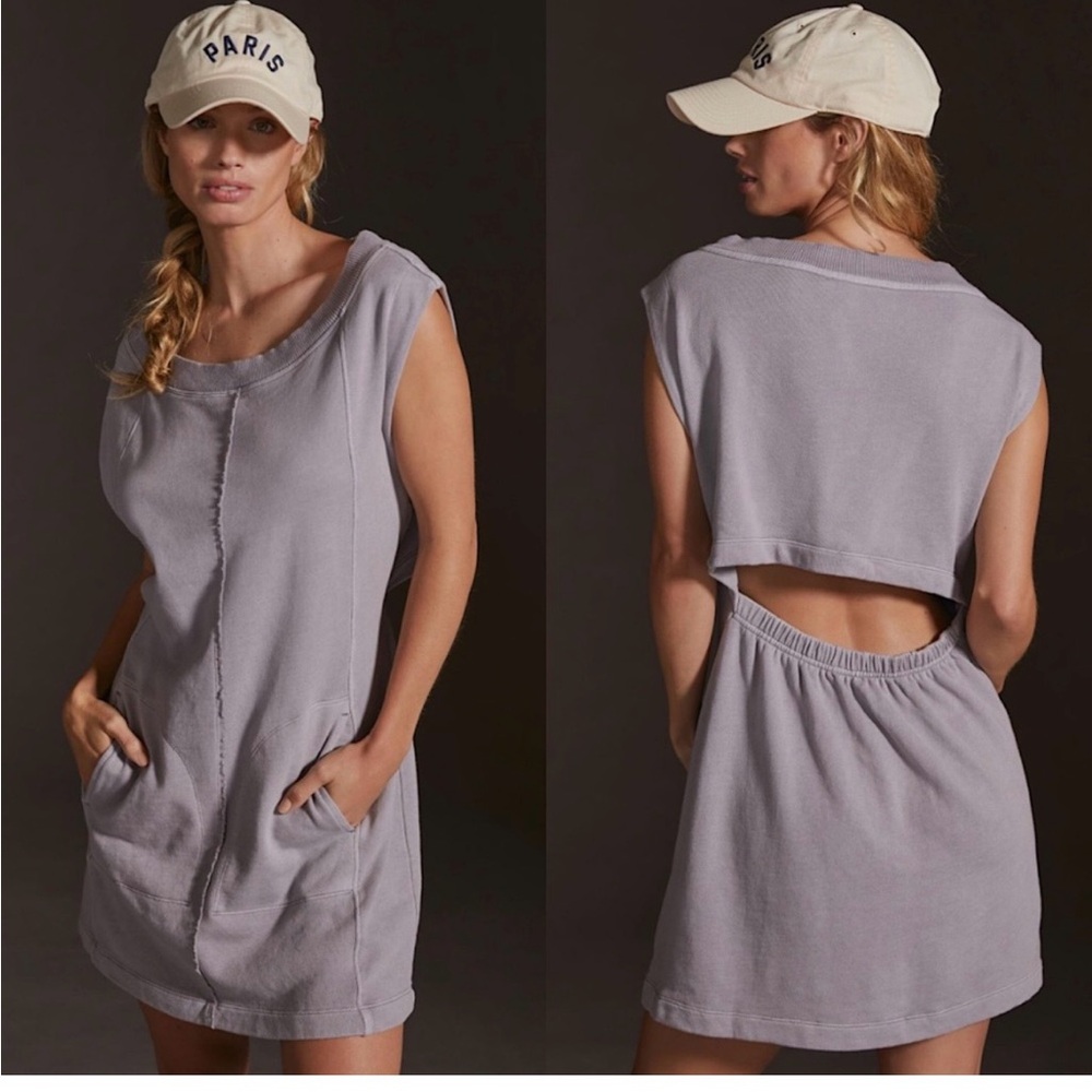 Anthropologie Sleeveless Gray Dress with Pockets
